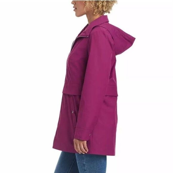 NWT Vince Camuto Womens Chic Hooded Rain Jacket Water Wind Resistant Pink, M - Picture 3 of 7
